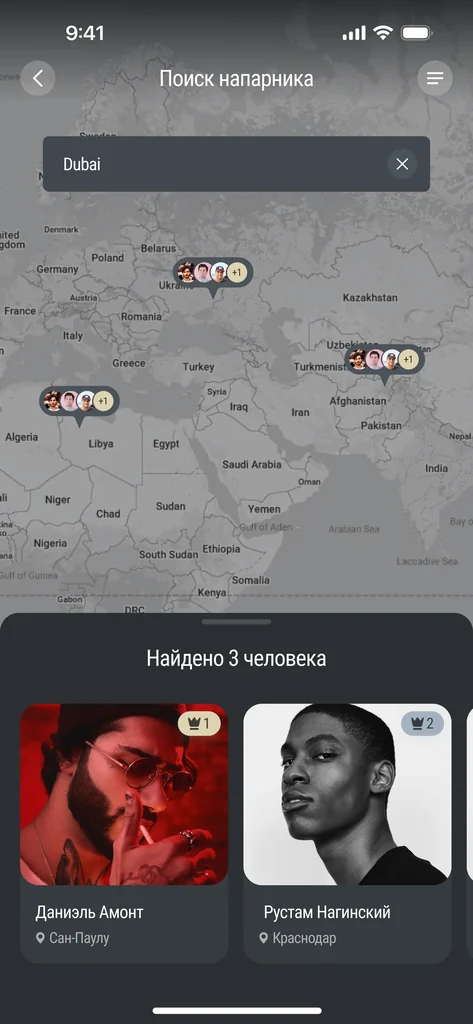 Экран карты напарников IDM